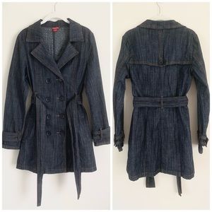 Guess Jeans Authentic Double Breasted Trench Coat Jacket With Belt